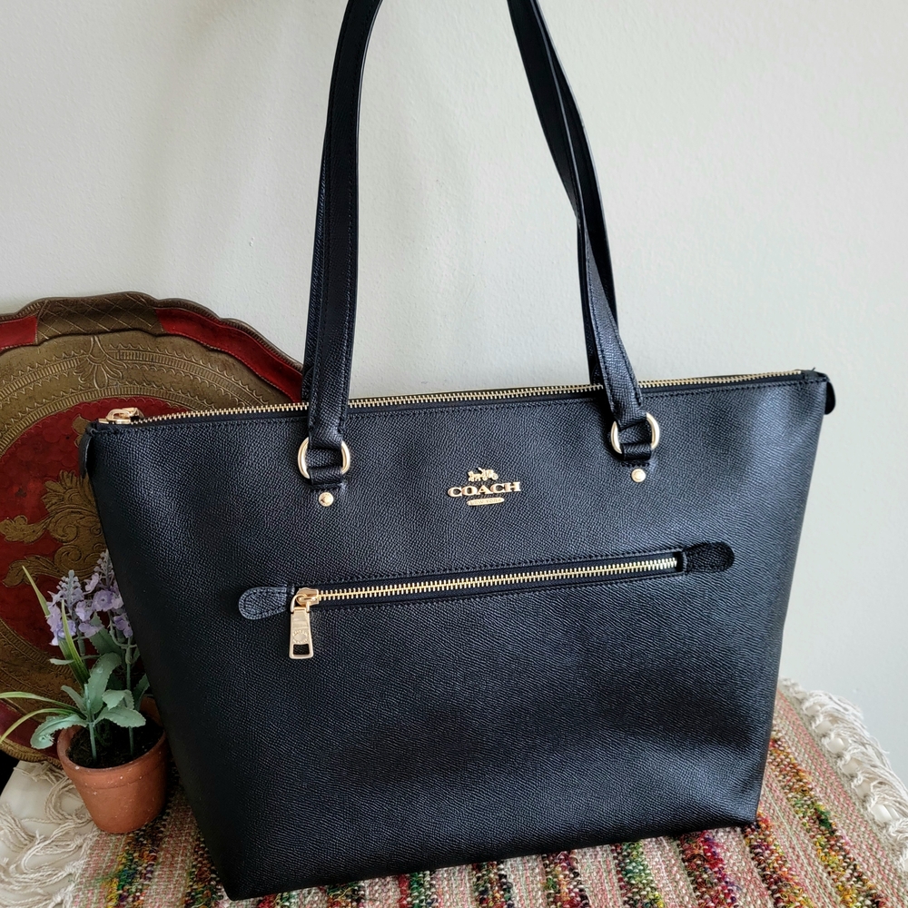 Coach Black Tote with Gold Accents